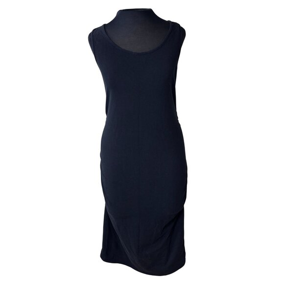 Isabel Maternity Black Sleeveless Ruched Side Midi Dress Medium - Picture 1 of 11